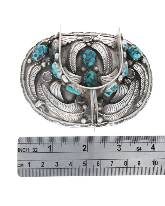 Navajo T.K. Emerson Sterling Silver & Turquoise Spur Buckle